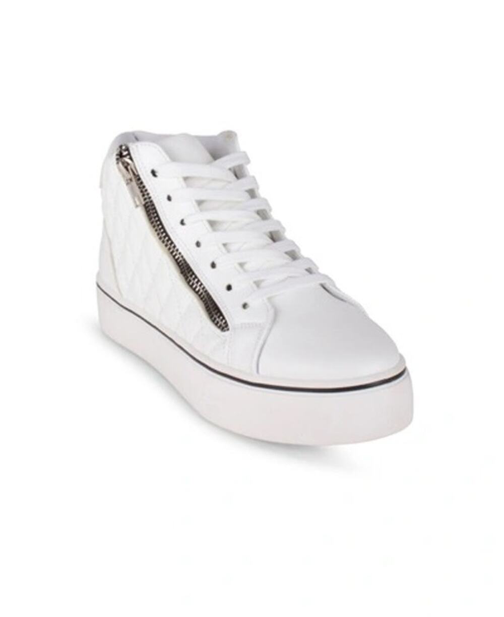 Wanted Womens Hudson High Top Sneakers 8 White Zipper Quilted Lace Up